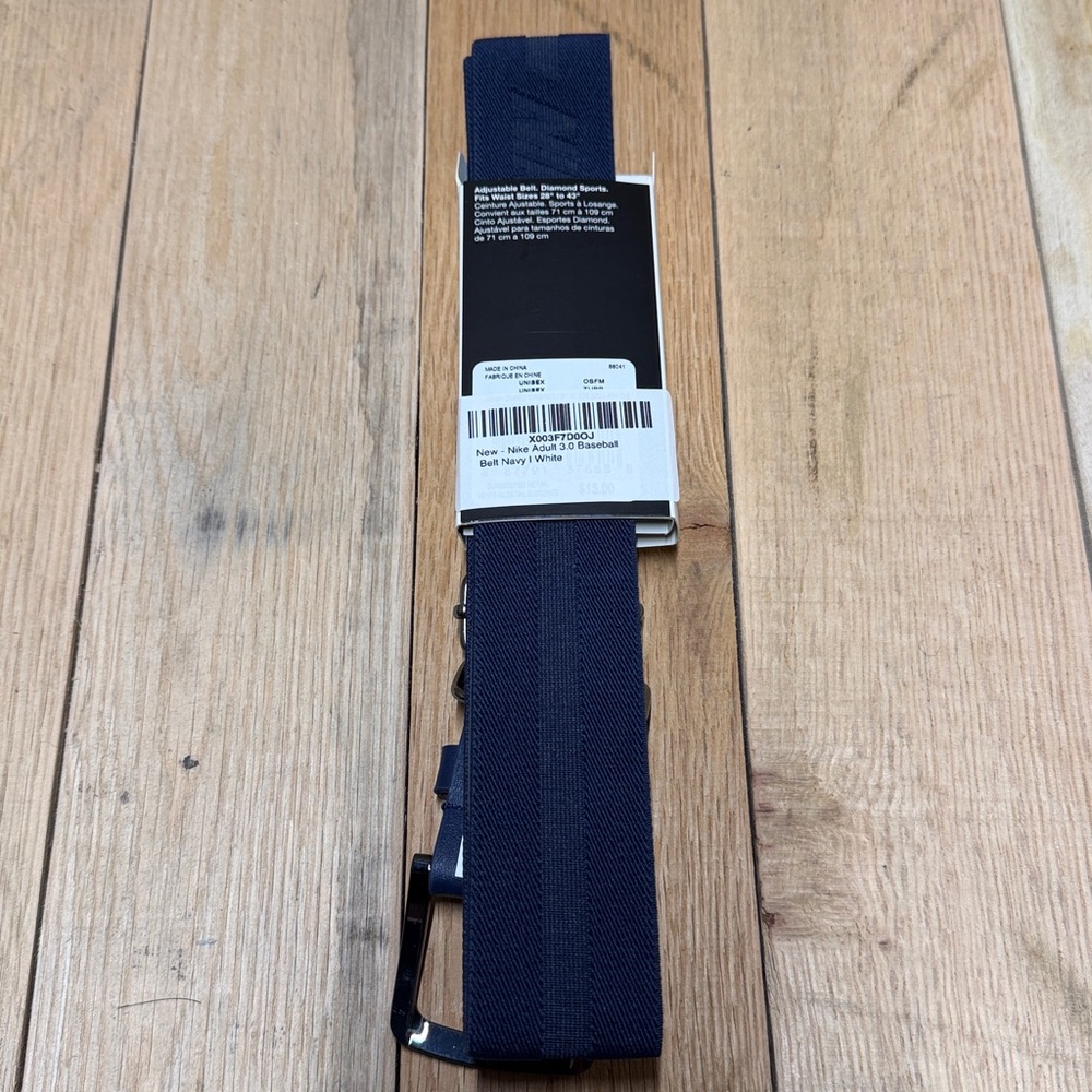 Nike Baseball/Softball Belt 3.0 Adult 28"-43"  Navy/White Unisex NWT - Picture 3 of 4